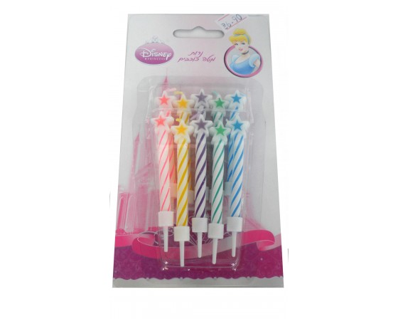 10 נרות מטה כוכבים צבעוניים דגם נסיכות