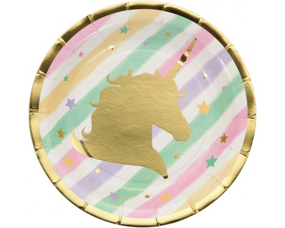 צלחות קטנות חד קרן מהודר זהב פסטל