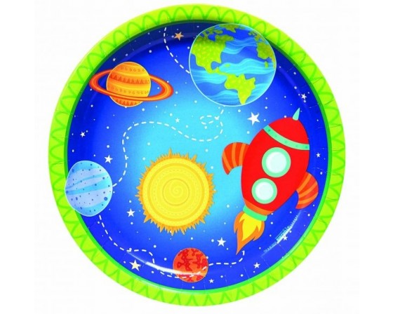 מארז צלחות גדולות חלל מצויר