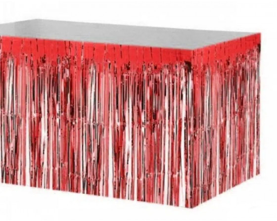 חצאית שולחן פרנזים מטאלי אדום