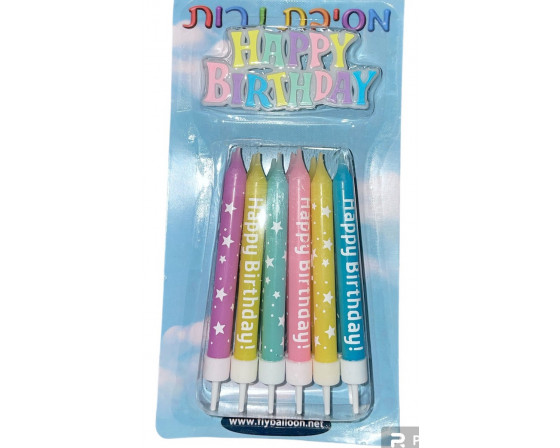  סט 12 נרות צבעי מקרון מרהיבים עם שלט נעיצה פסטל