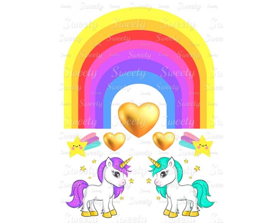  טרנספר חצי דף רקע חד קרן קשת 455