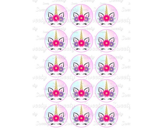 דף סוכר קאפקייקס חד קרן 222