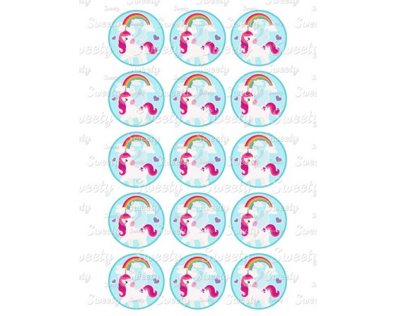 דף סוכר קאפקייקס חד קרן קשת 223