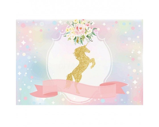 7 רקע שולחן דגם חד קרן זהב ענק מבד