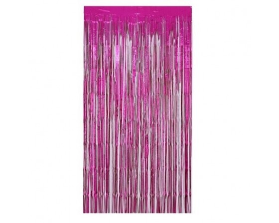 וילון קישוט פרנזים ורוד מטאלי