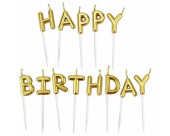  Happy birthday נרות זהב בצורת אותיות