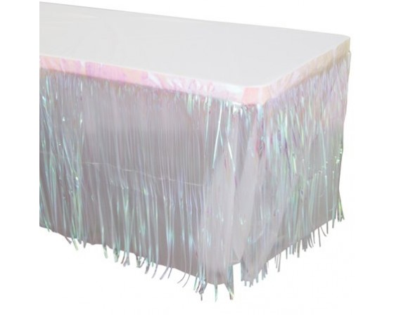 חצאית שולחן פרנזים מטאלי לבן אולטרה