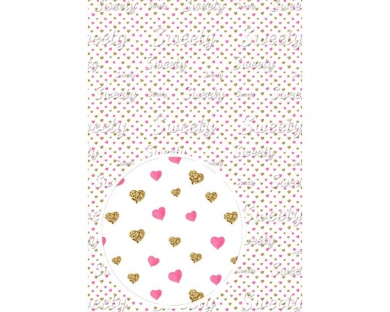 טרנספר זילוף חופשי פטרן לבבות ורוד זהב 450