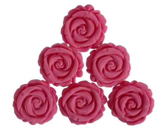 סט ורדים ורודים מבצק סוכר