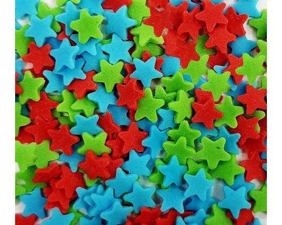 סוכריות כוכבים אדום כחול ירוק לקישוט העוגה