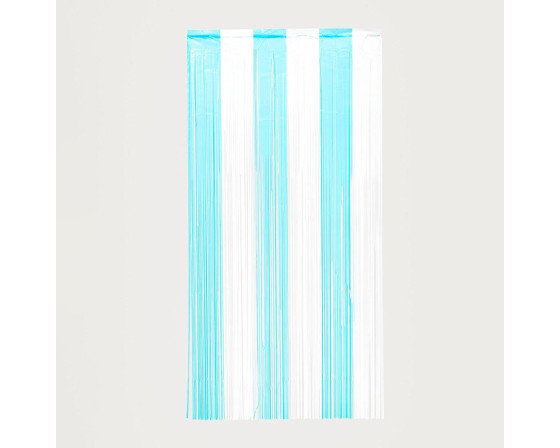 קישוט וילון פרנזים צבע כחול לבן