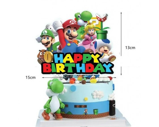 טופר לעוגה מרהיב סופר מריו