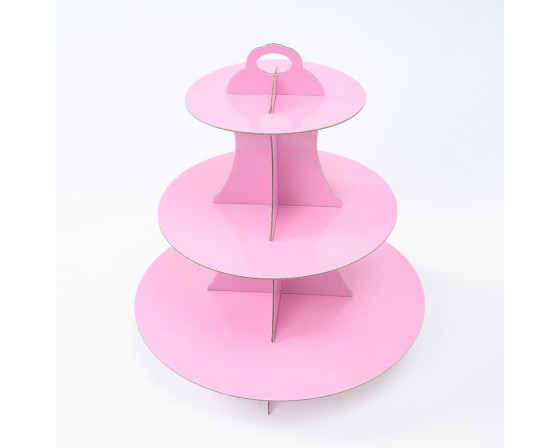 מעמד לקאפקייקס 3 קומות צבע ורוד